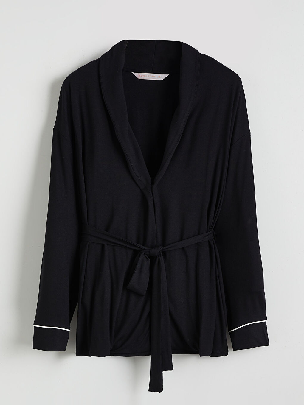 Siyah Şal Yaka Kuşaklı Hamile Pijama Takımı-5