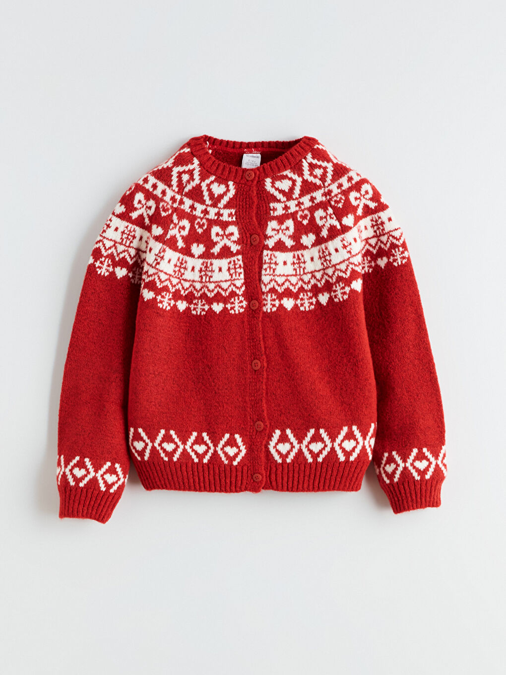 Kırmızı Bisiklet Yaka Kız Çocuk Triko Hırka