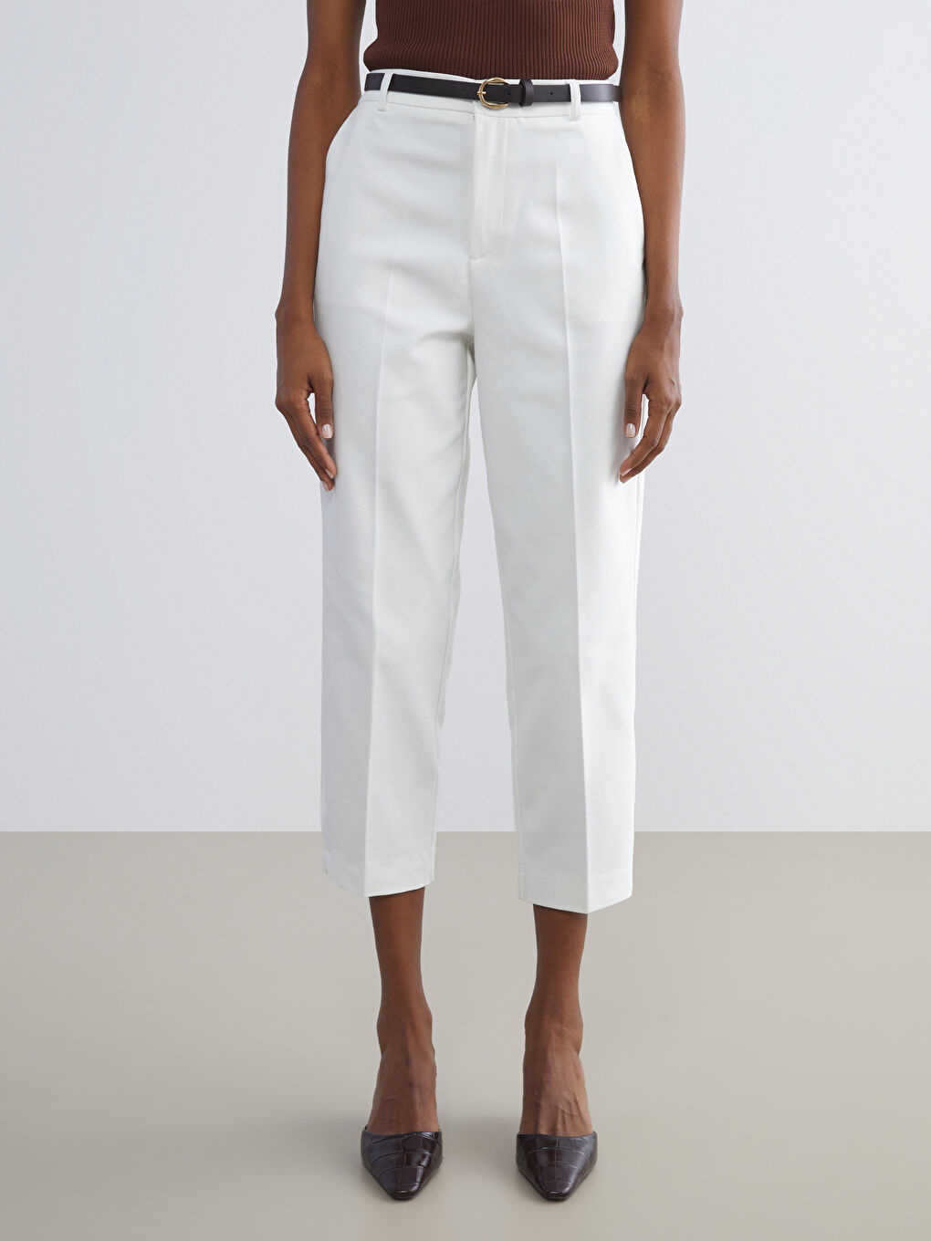 LCW Vision Belted High Waisted Carrot Fit Women's Trousers -W5JQ01Z8-R9J