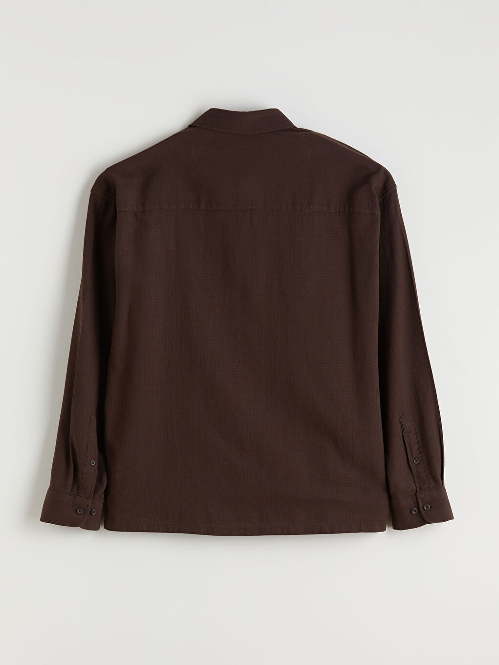 Kahverengi Rahat Kalıp Uzun Kollu Armürlü Erkek Gömlek-5