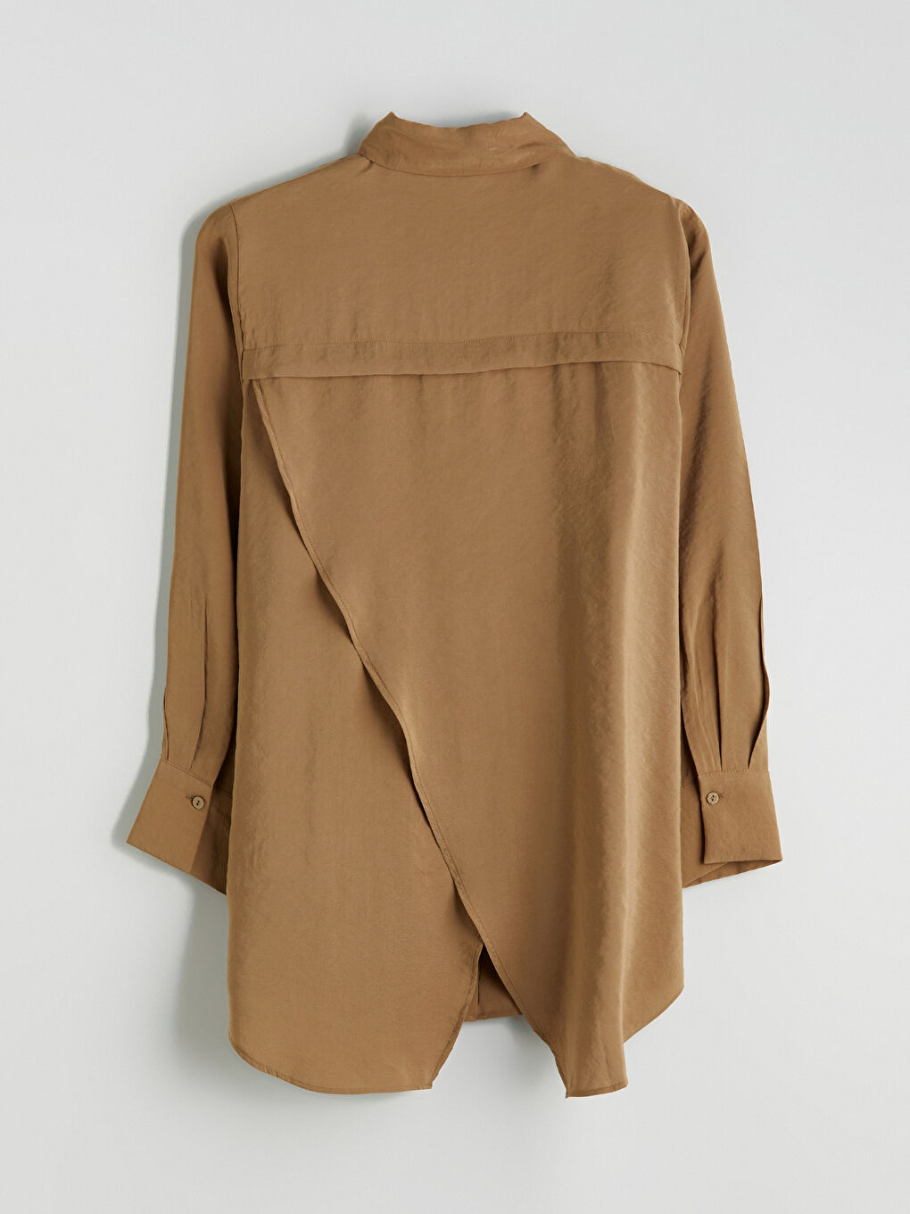 Kahverengi Yırtmaç Detaylı Kadın Gömlek Tunik-8