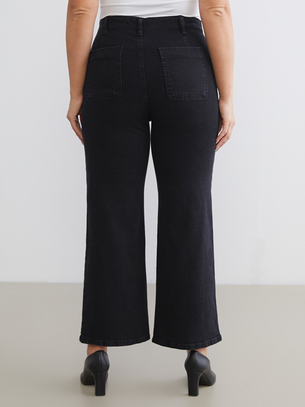 Siyah Culotte Fit Kadın Jean Pantolon-2