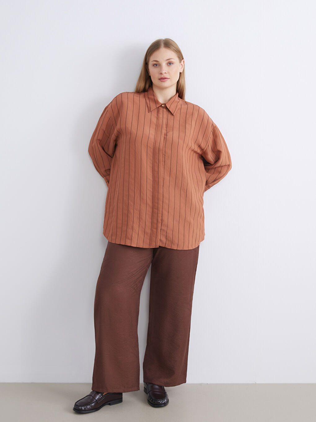 Elastic Waist Wide Leg Women's Trousers-1