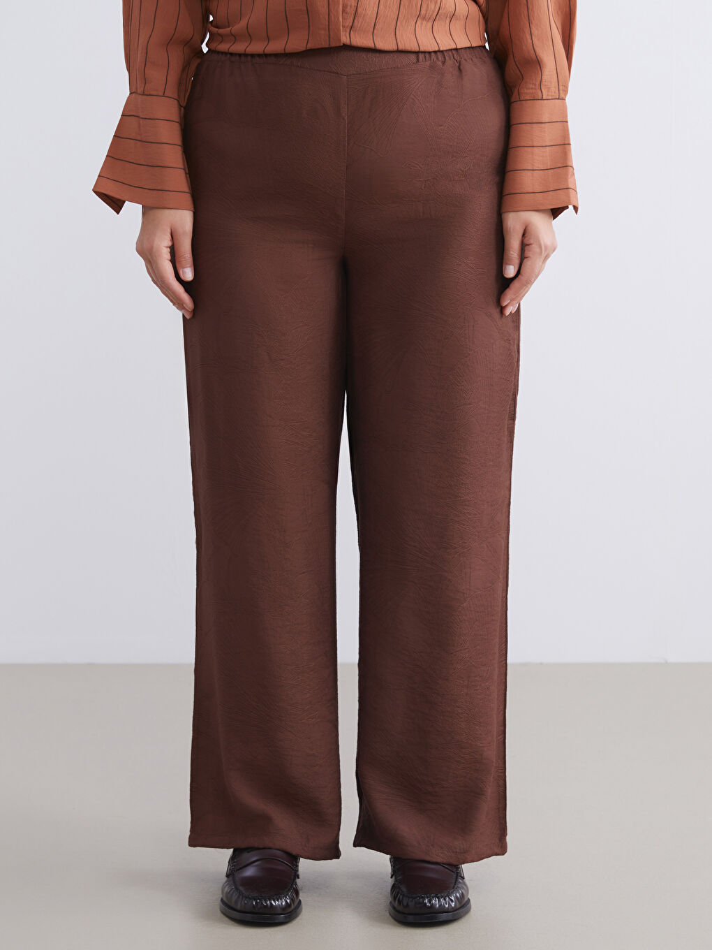 Elastic Waist Wide Leg Women's Trousers-5