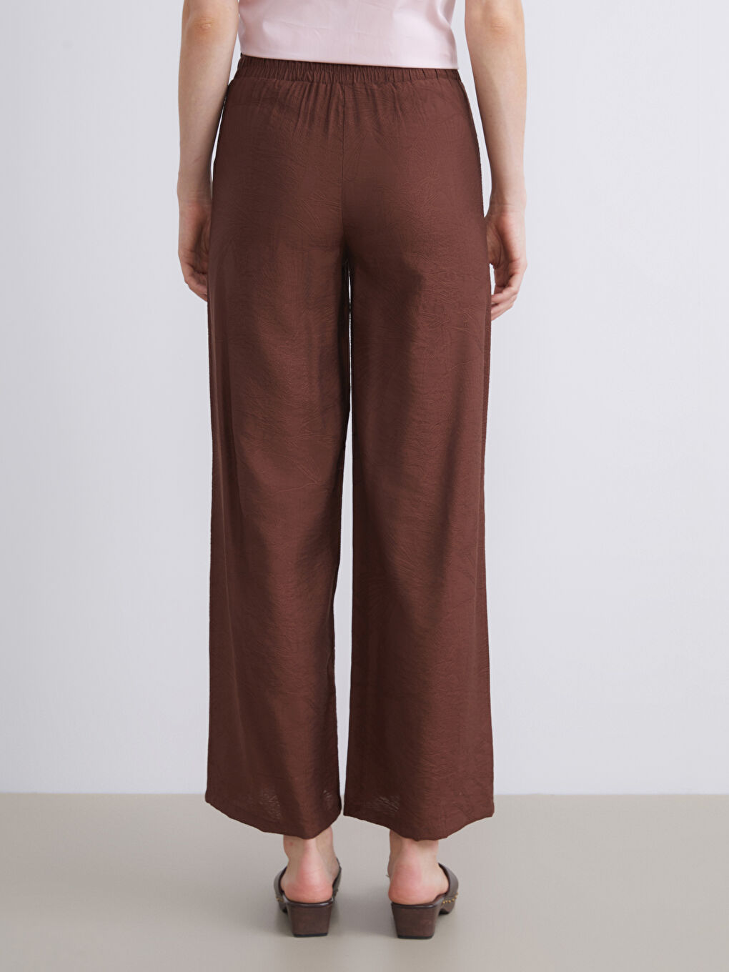 Elastic Waist Wide Leg Women's Trousers-4