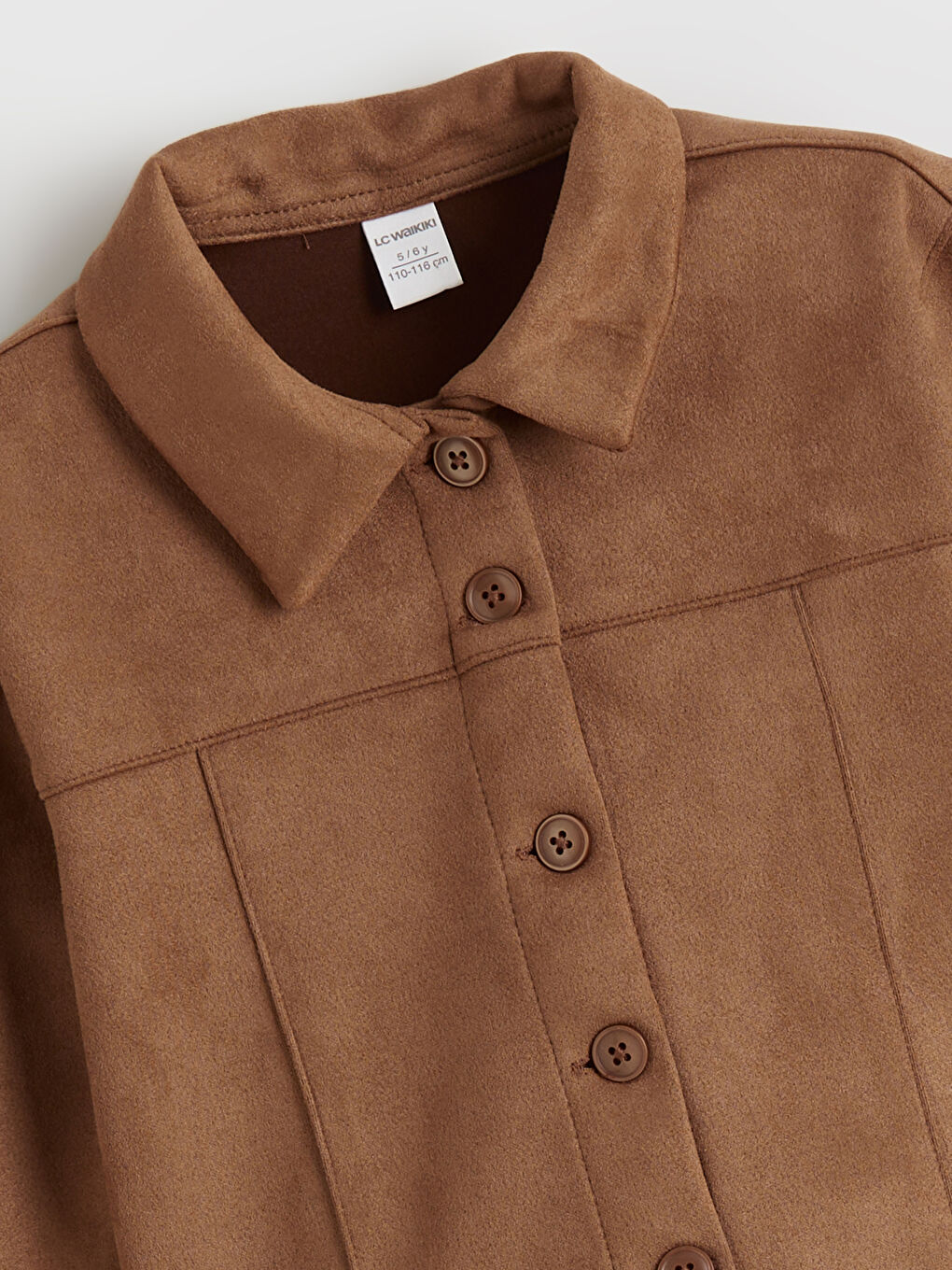 Kahverengi Süet Görünümlü Kız Çocuk Ceket-1