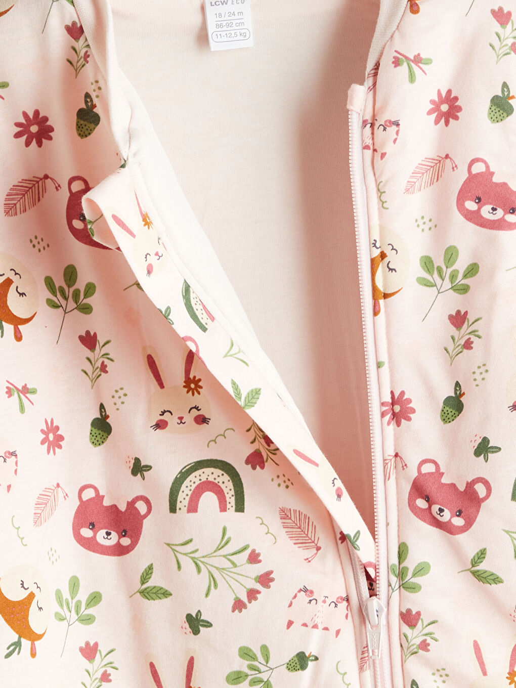 Pembe Baskılı Fermuarlı Kız Bebek Uyku Tulumu-1