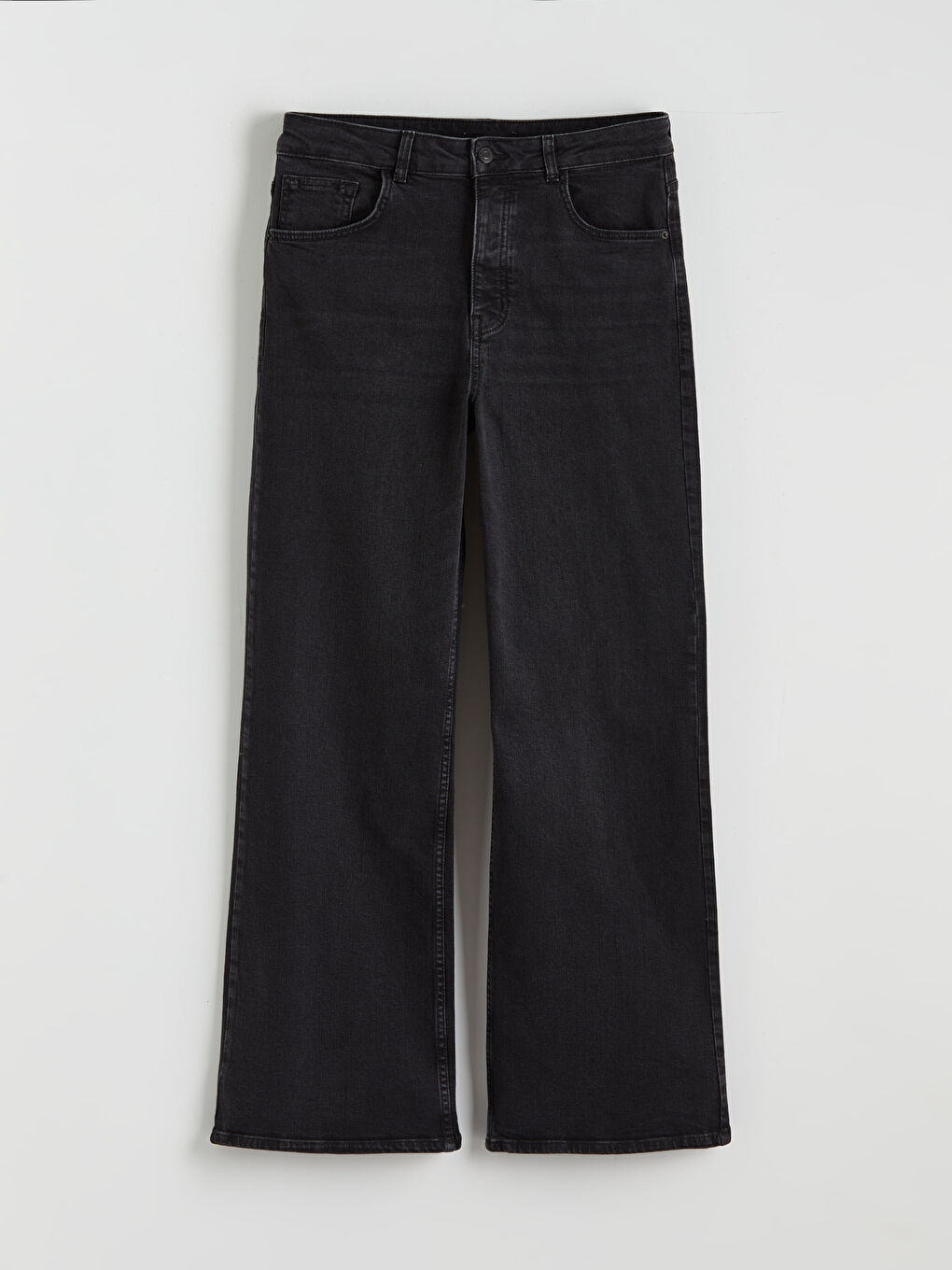 Siyah Wideleg Kadın Jean Pantolon-4