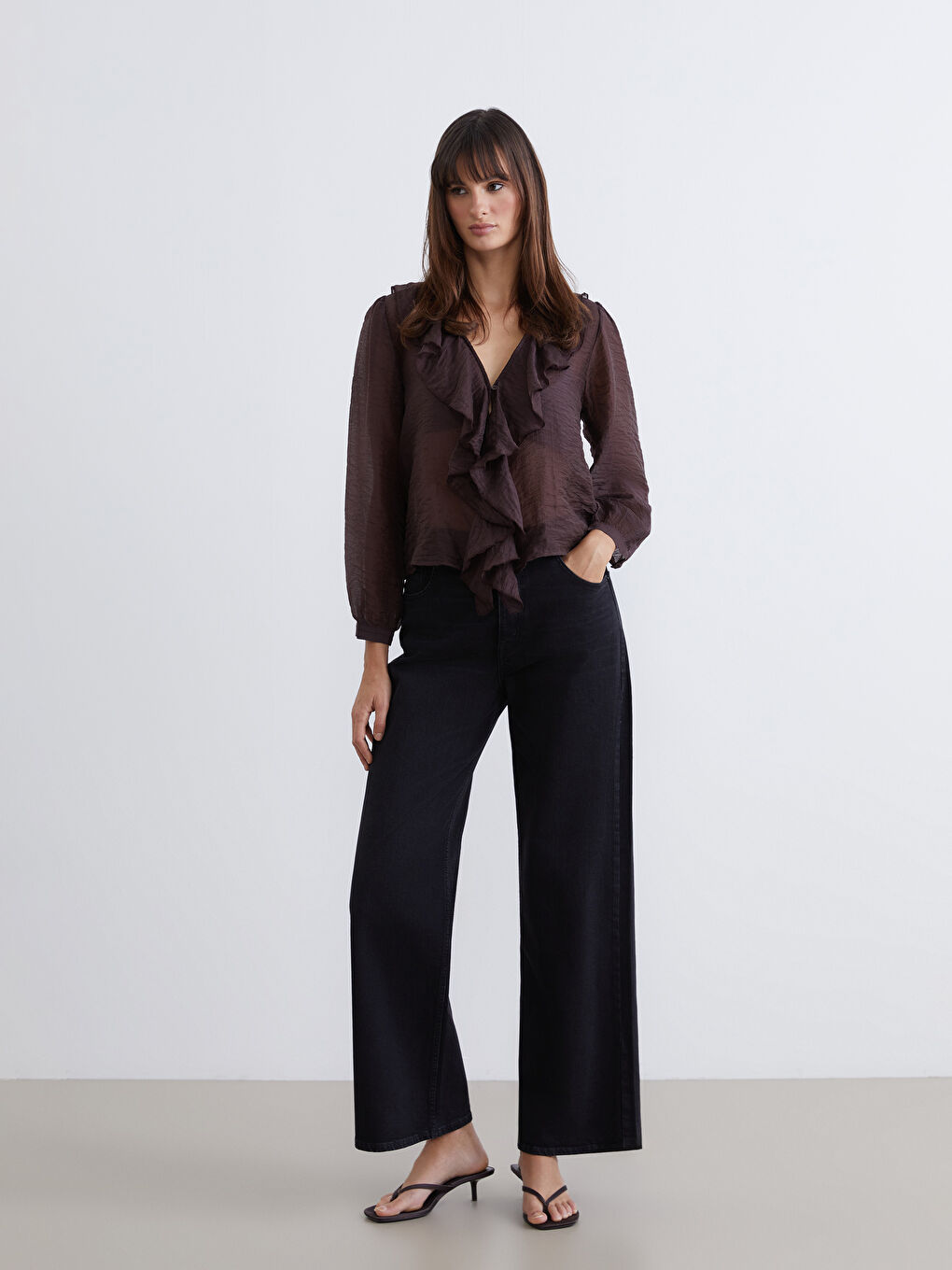 Tanımsız Wideleg Kadın Jean Pantolon