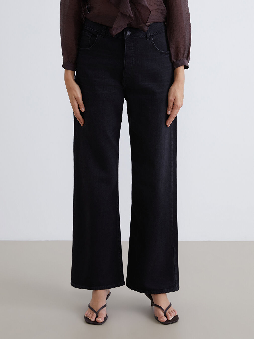 Tanımsız Wideleg Kadın Jean Pantolon-3