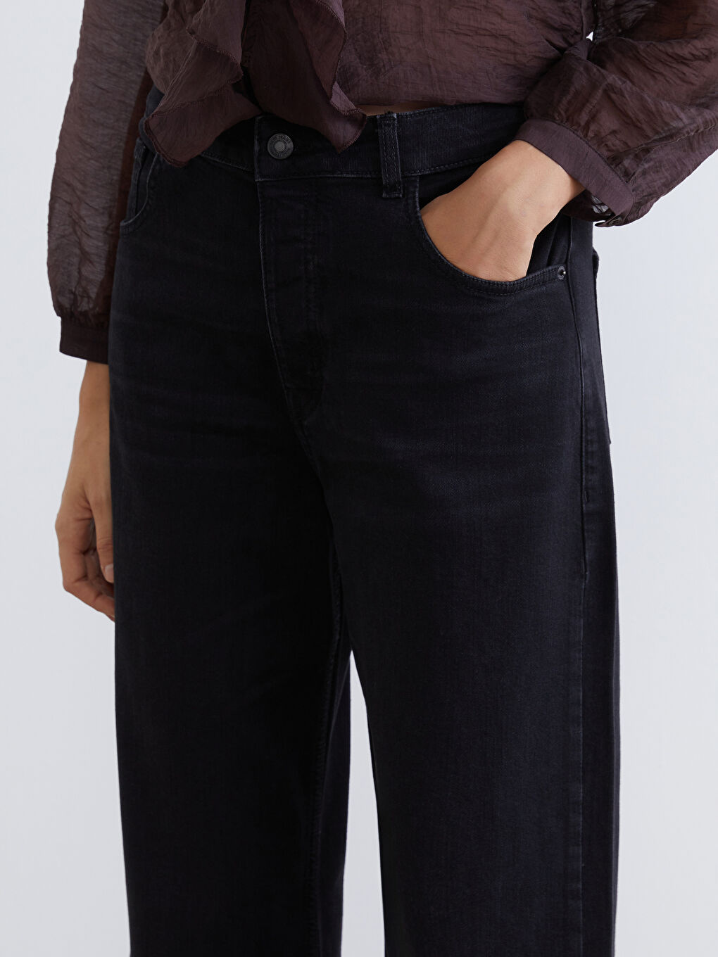 Tanımsız Wideleg Kadın Jean Pantolon-5