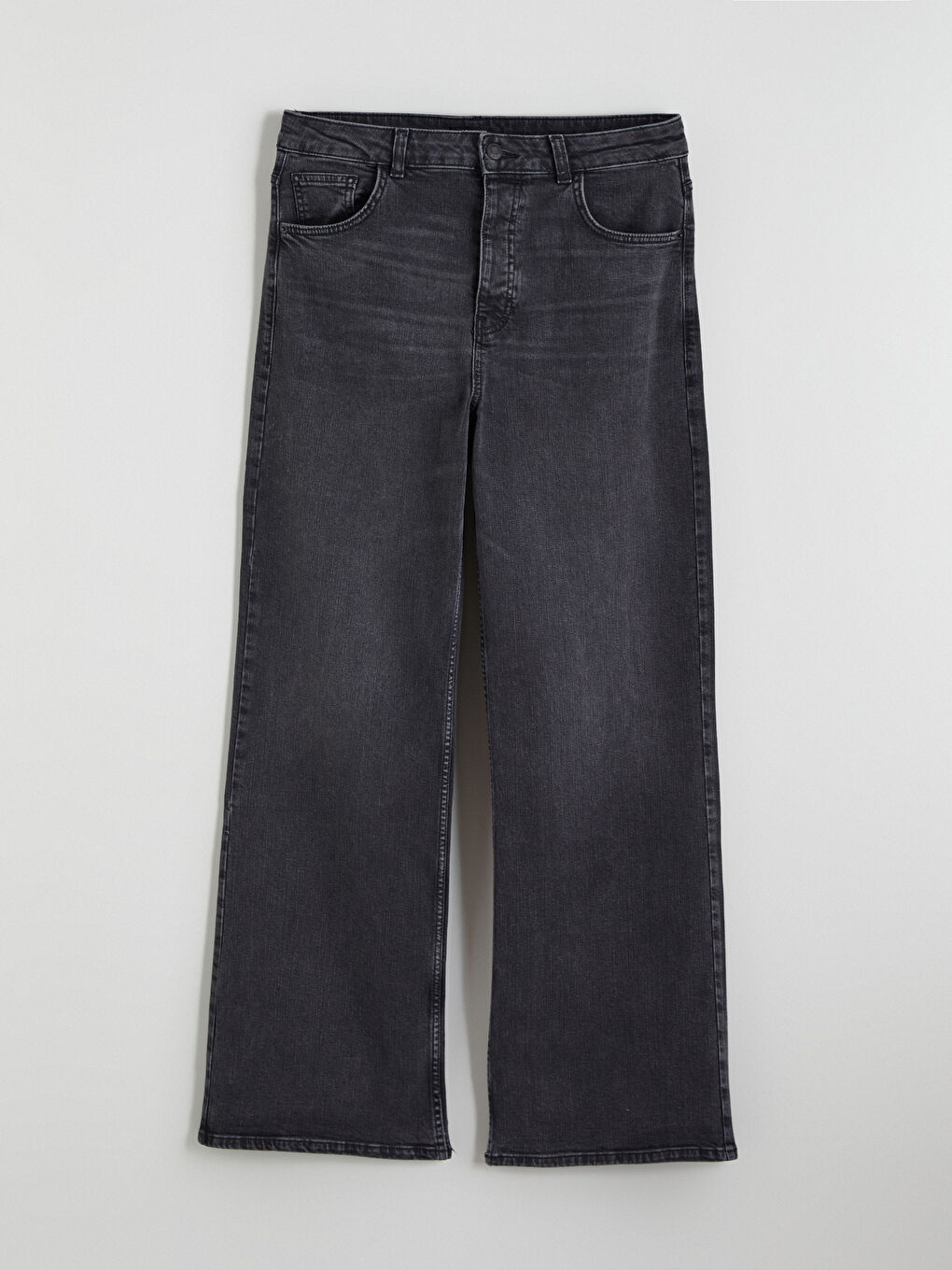 Siyah Wideleg Kadın Jean Pantolon-4