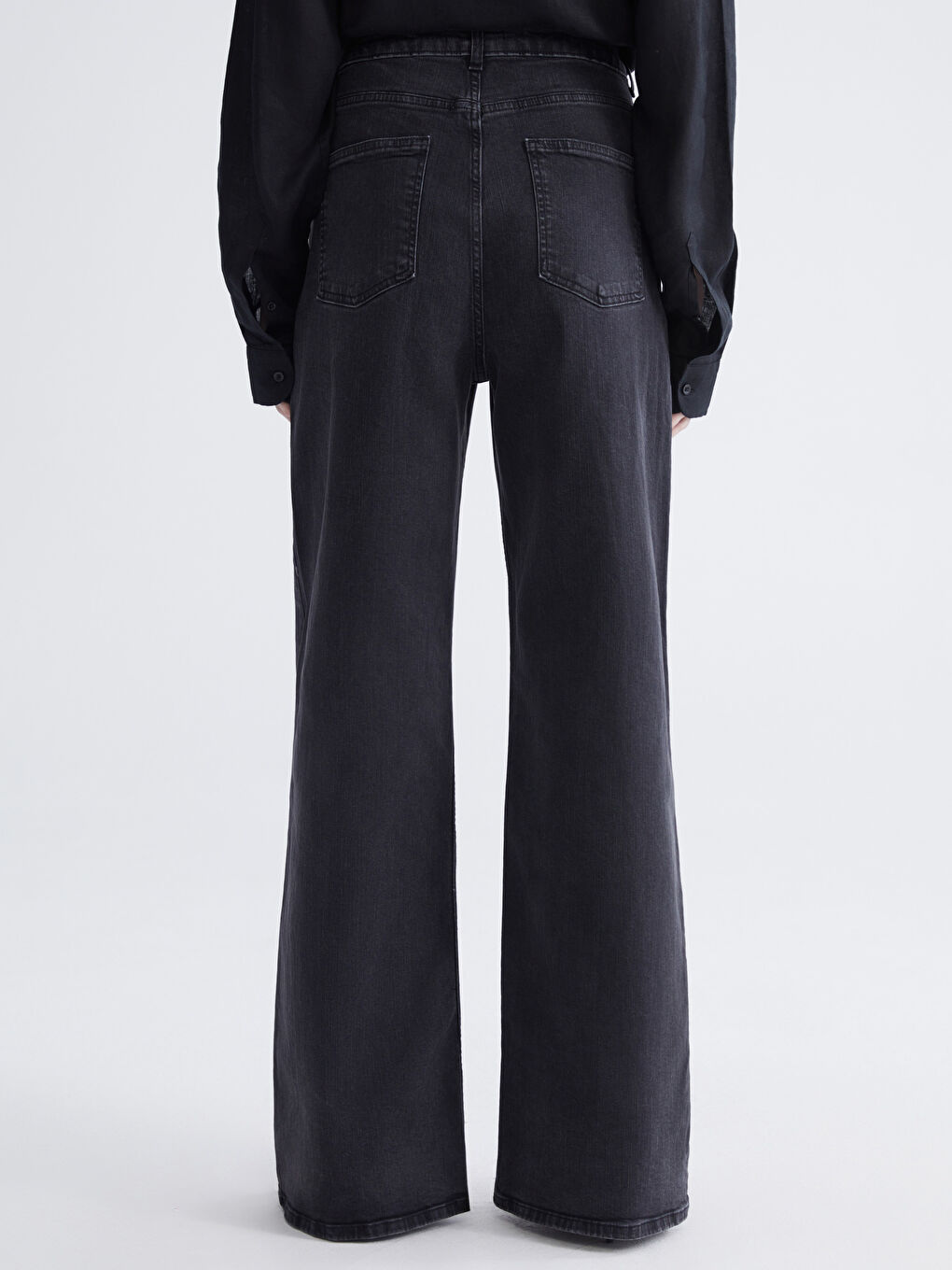 Siyah Wideleg Kadın Jean Pantolon-3