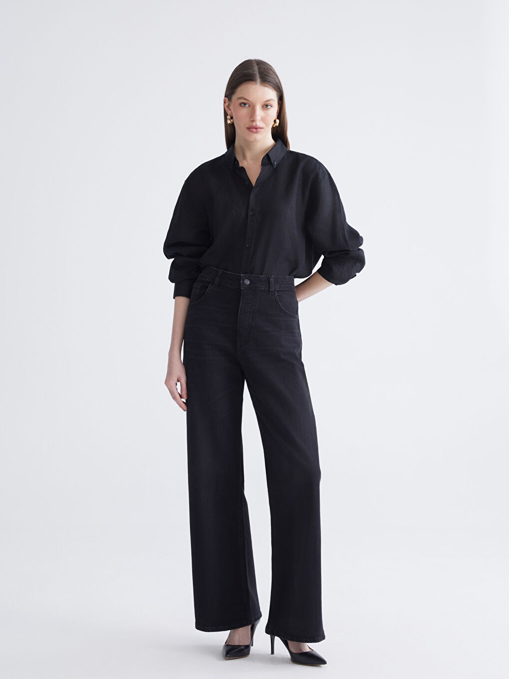 Tanımsız Wideleg Kadın Jean Pantolon-1