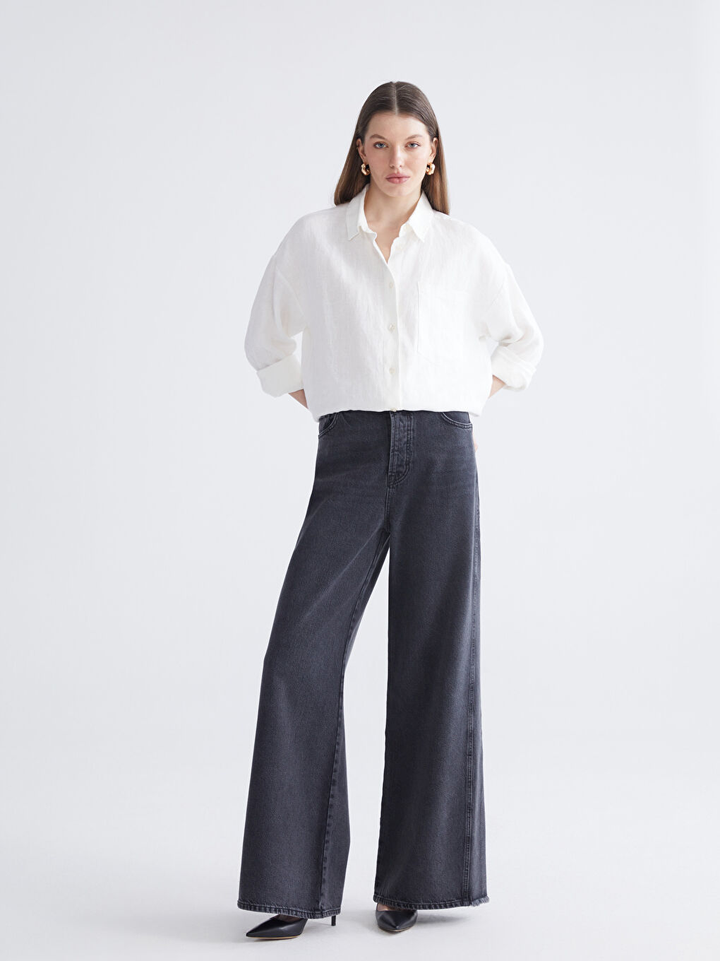 Bej Wideleg Kadın Jean Pantolon