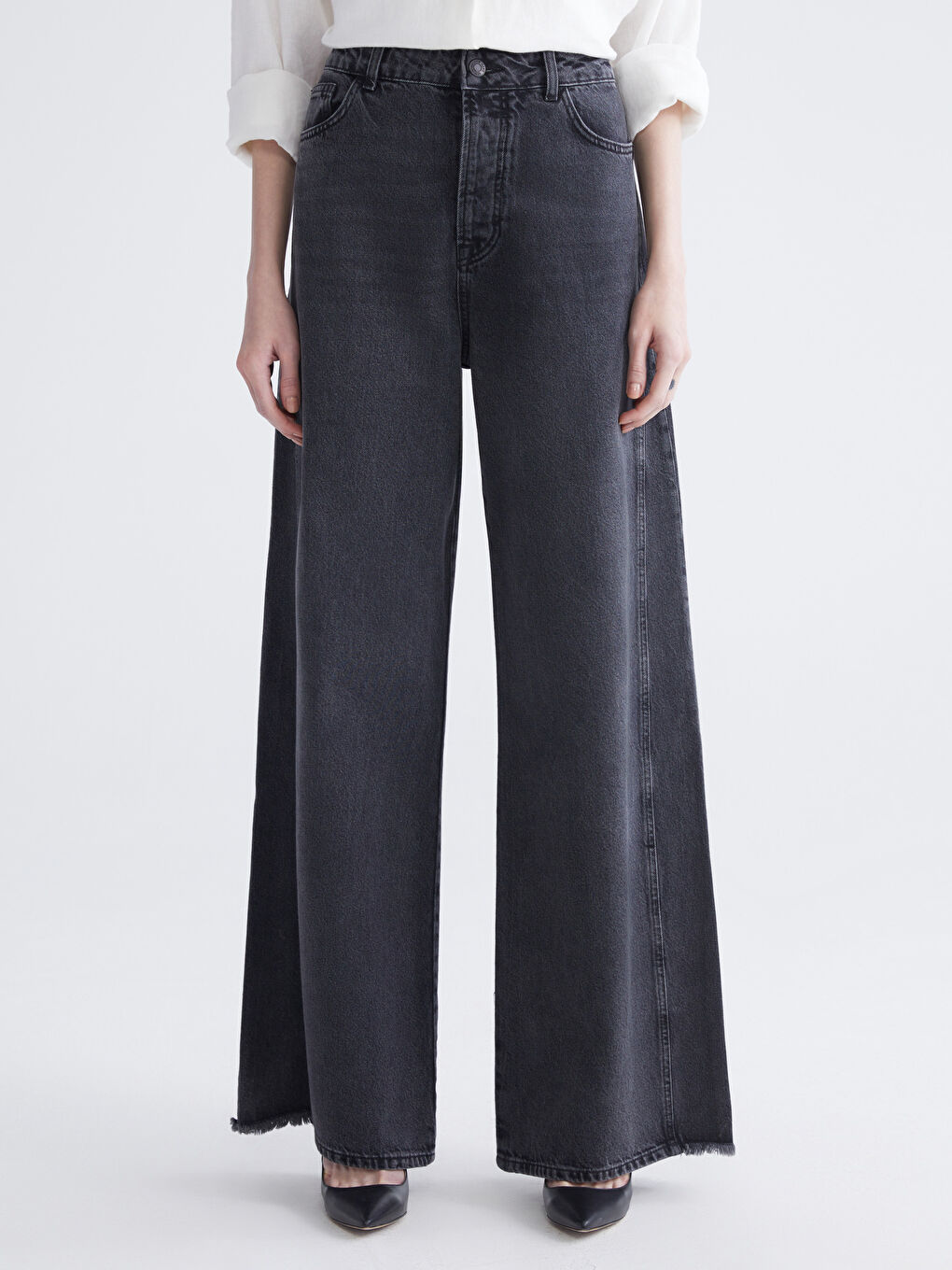 Bej Wideleg Kadın Jean Pantolon-1