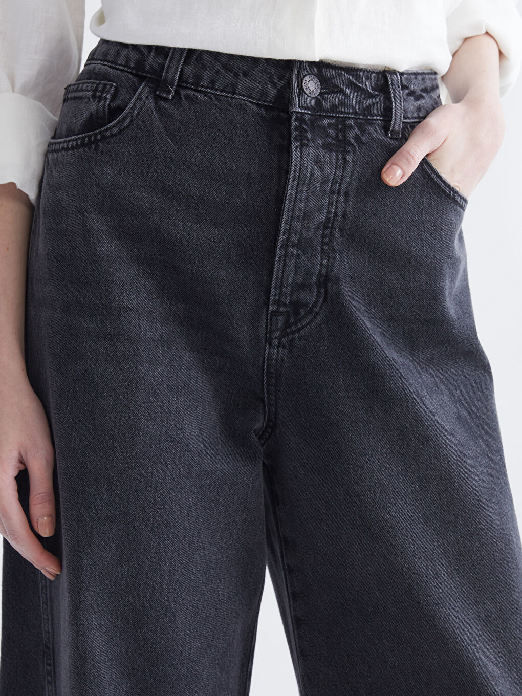 Bej Wideleg Kadın Jean Pantolon-2