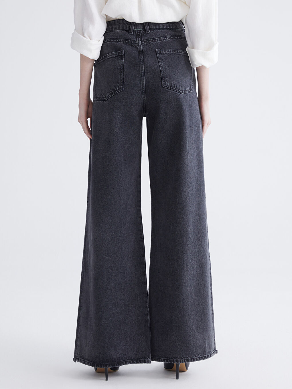 Bej Wideleg Kadın Jean Pantolon-3