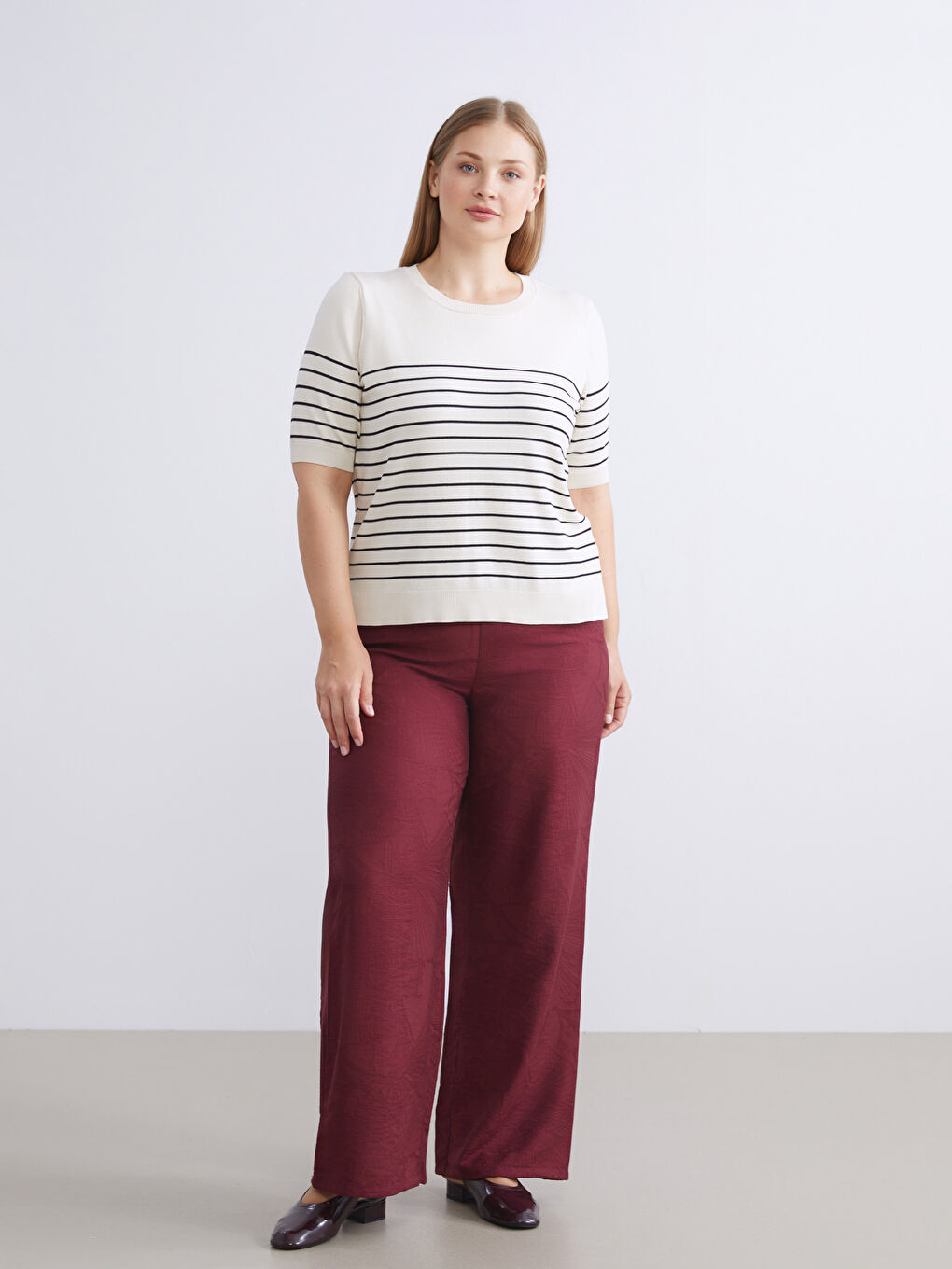 Elastic Waist Embroidered Women's Trousers-1