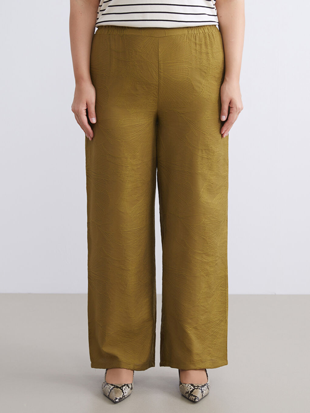 Elastic Waist Embroidered Women's Trousers-5