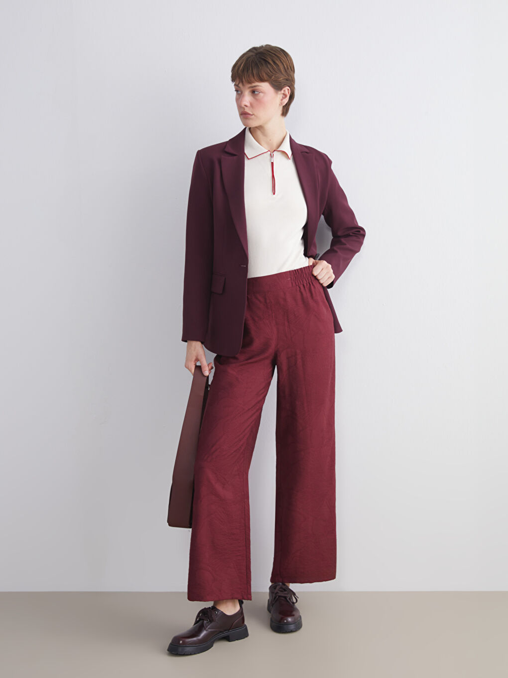 Elastic Waist Embroidered Women's Trousers