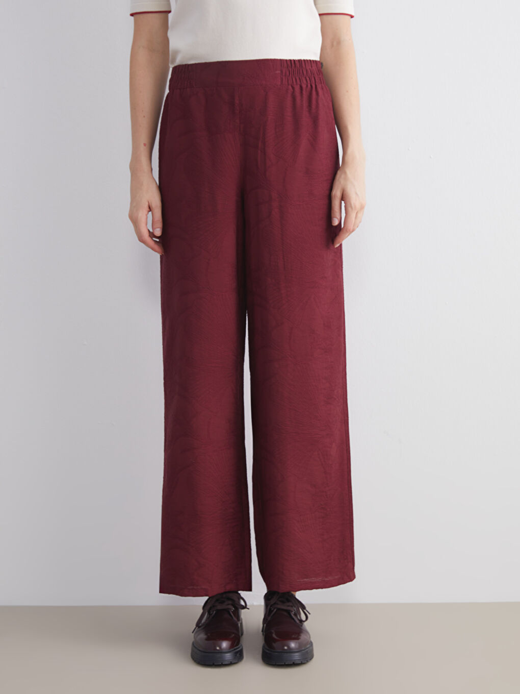 Elastic Waist Embroidered Women's Trousers-2