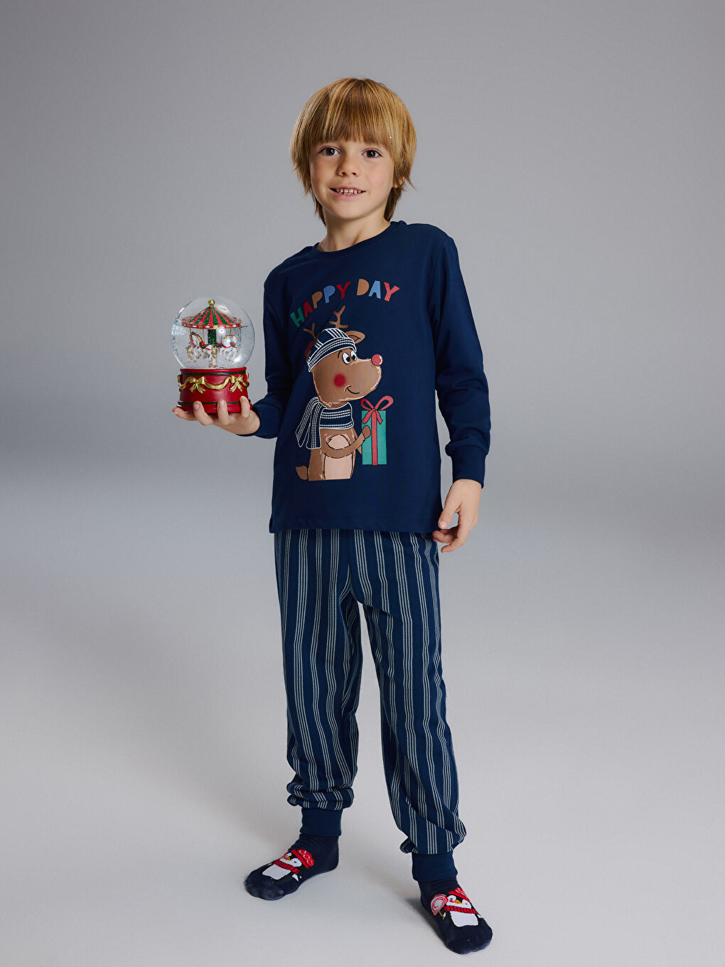 Lacivert Baskılı Erkek Çocuk Pijama Takımı-2