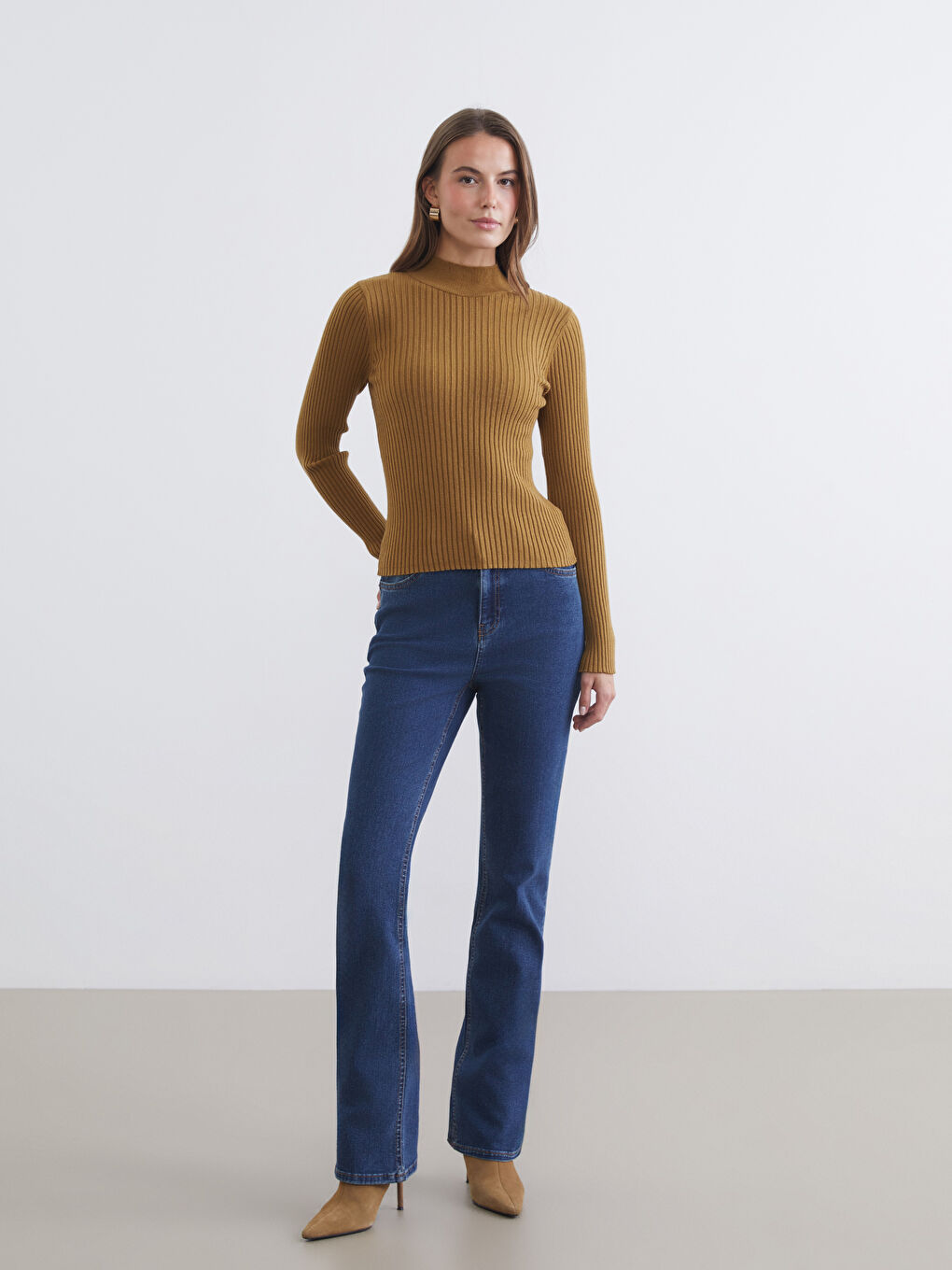 Yeşil Yarım Balıkçı Yaka Kadın Triko Kazak-1