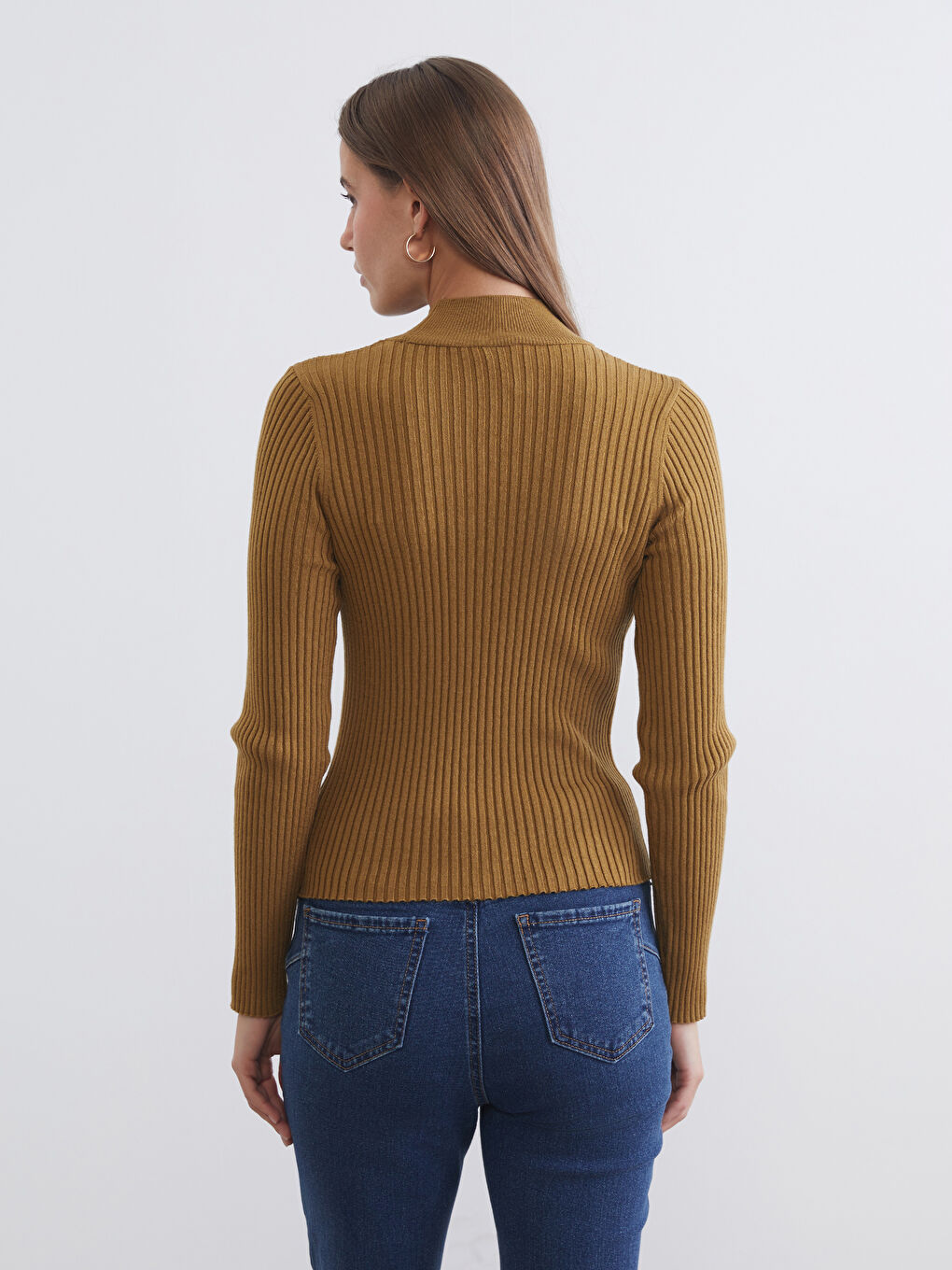 Yeşil Yarım Balıkçı Yaka Kadın Triko Kazak-3