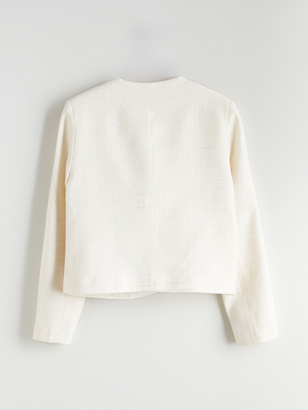 Ekru Bisiklet Yaka Kadın Ceket-12