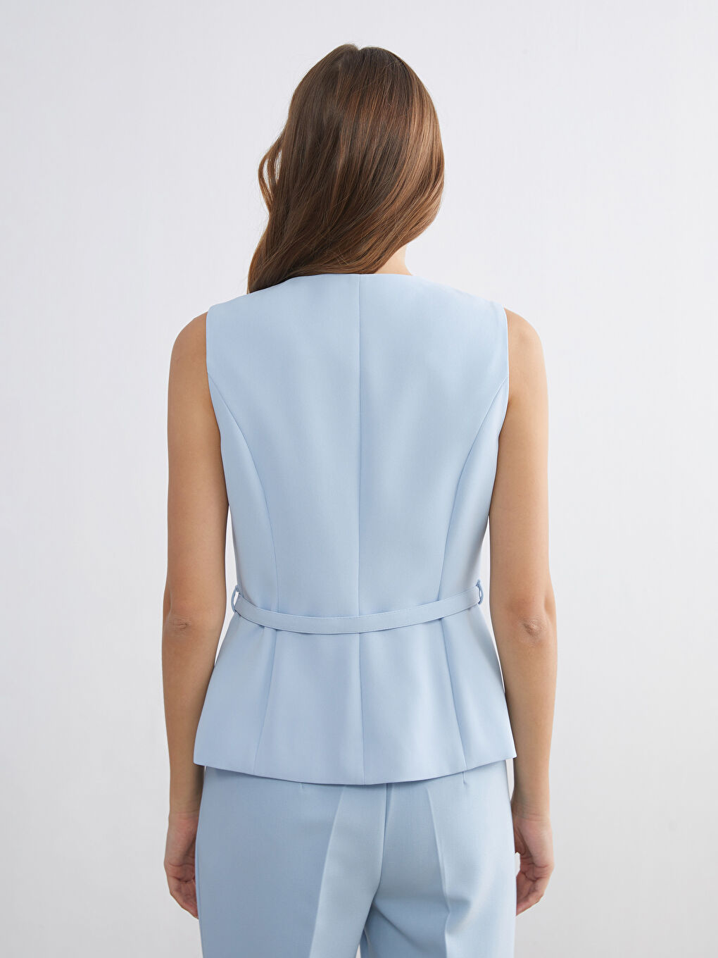 Crew Neck Crepe Women's Waistcoat-4