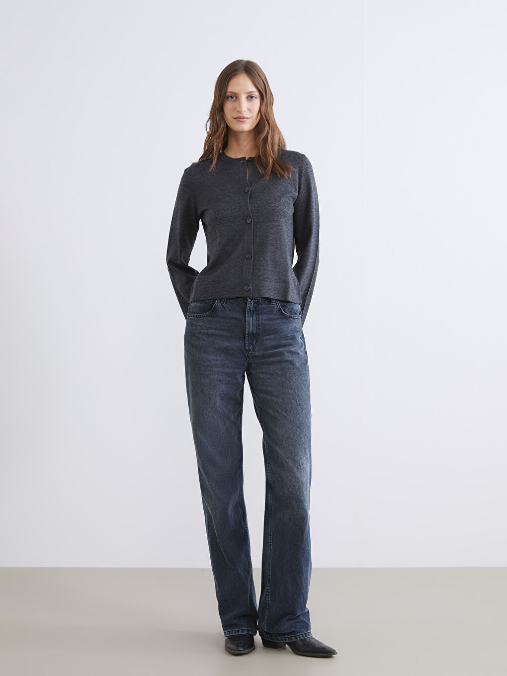 ქალი ანტრაციტი კარდიგანი-1