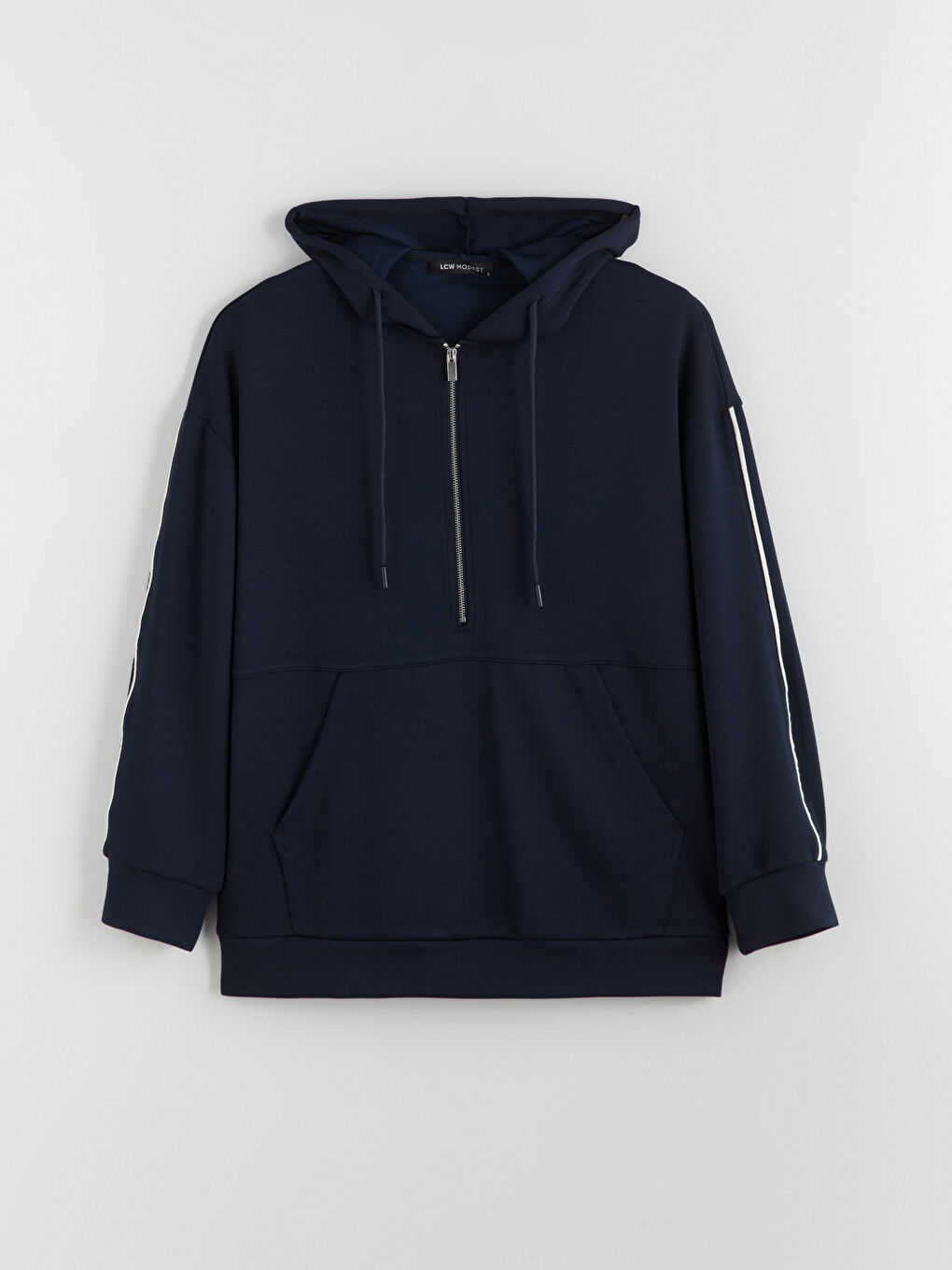 Lacivert Kapüşonlu Kadın Sweatshirt Tunik-4