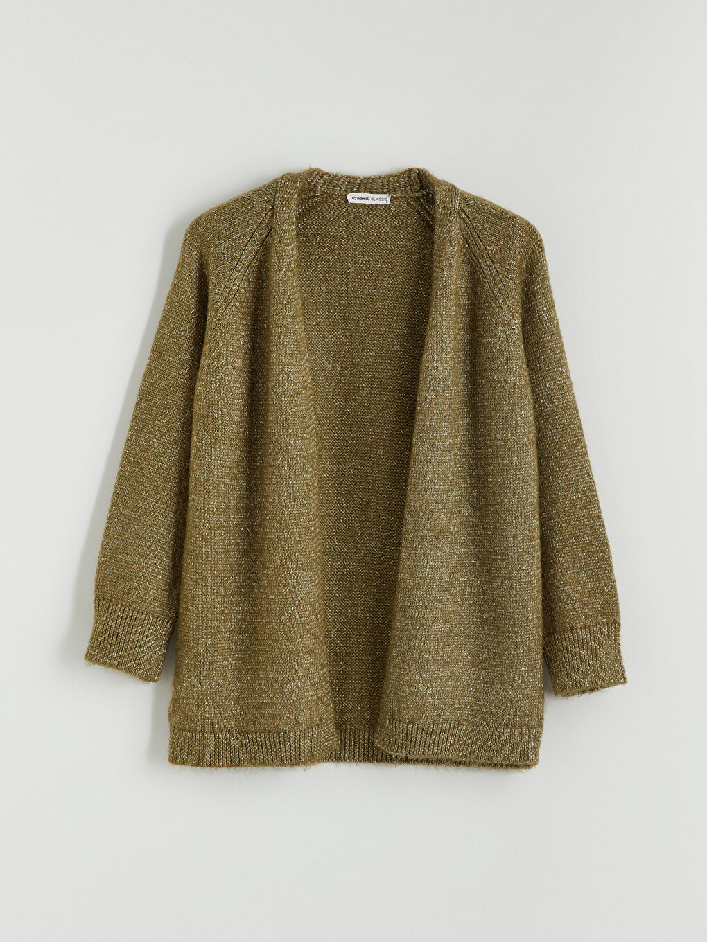 Yeşil Şal Yaka Oversize Kadın Triko Hırka-4