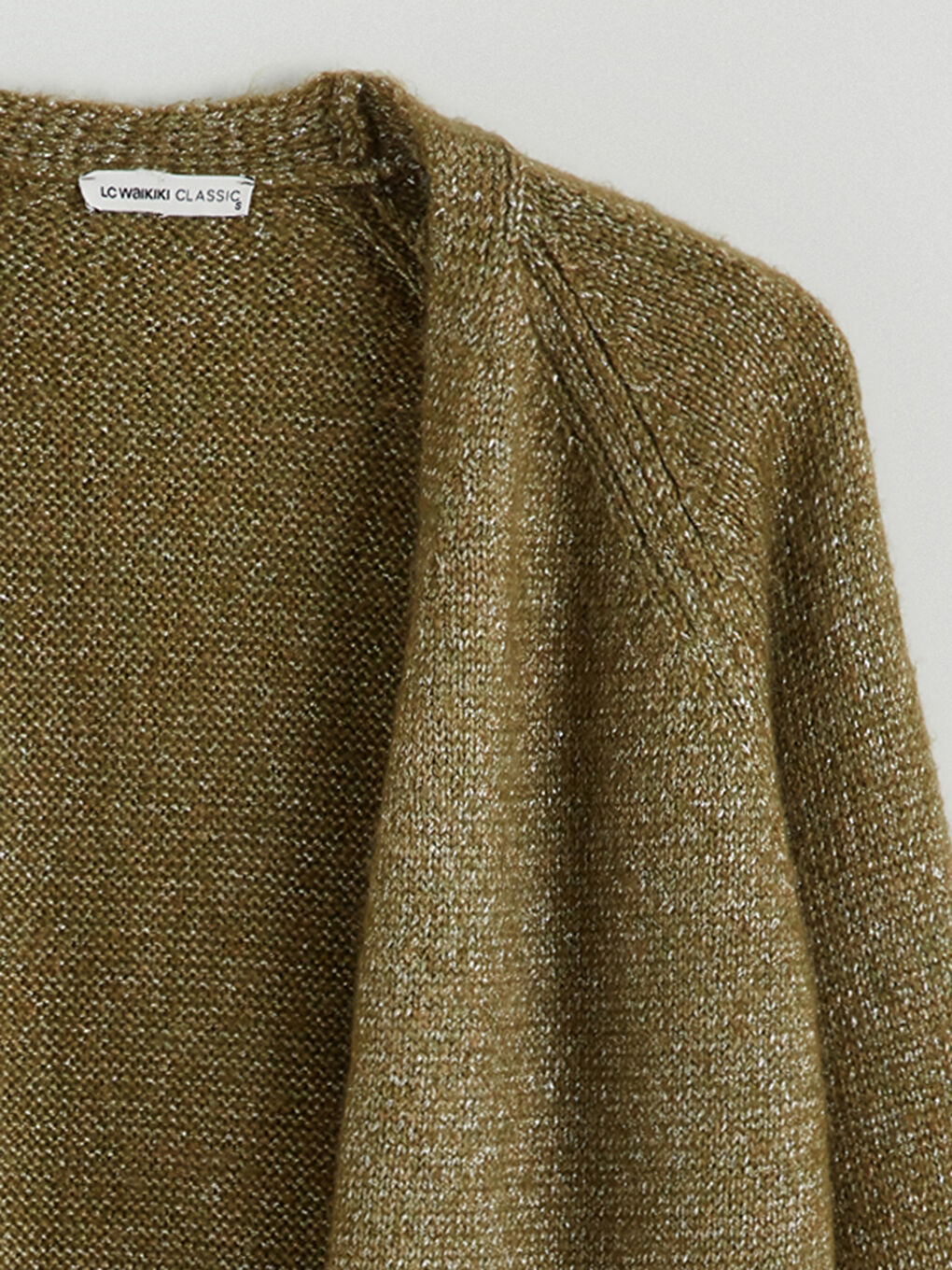 Yeşil Şal Yaka Oversize Kadın Triko Hırka-5