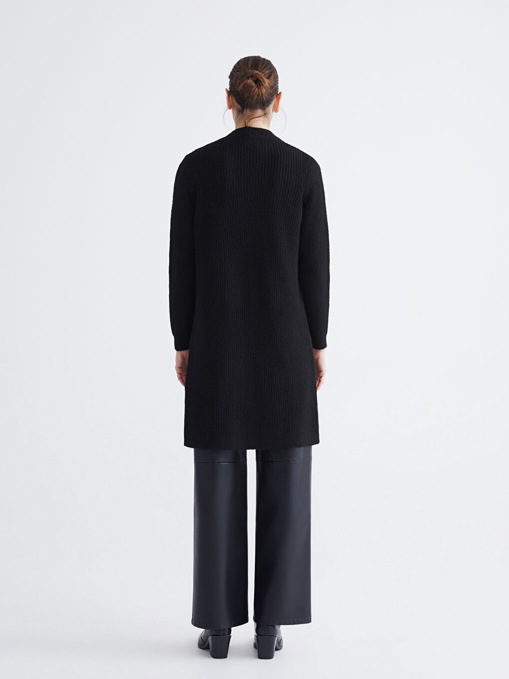 Siyah Şal Yaka Kadın Triko Hırka-3