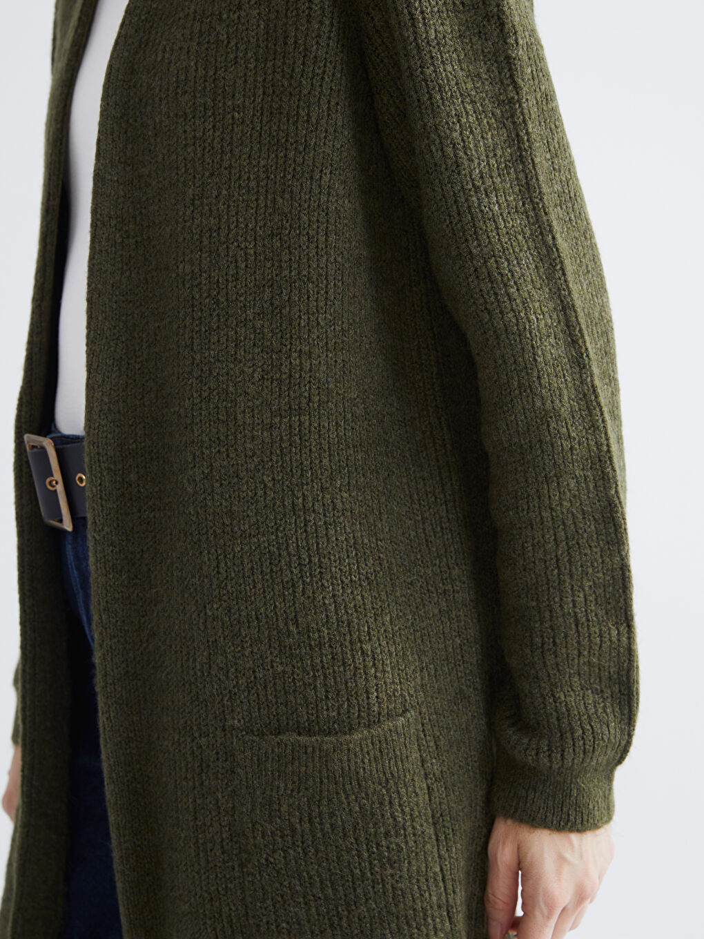 Yeşil Şal Yaka Kadın Triko Hırka-2