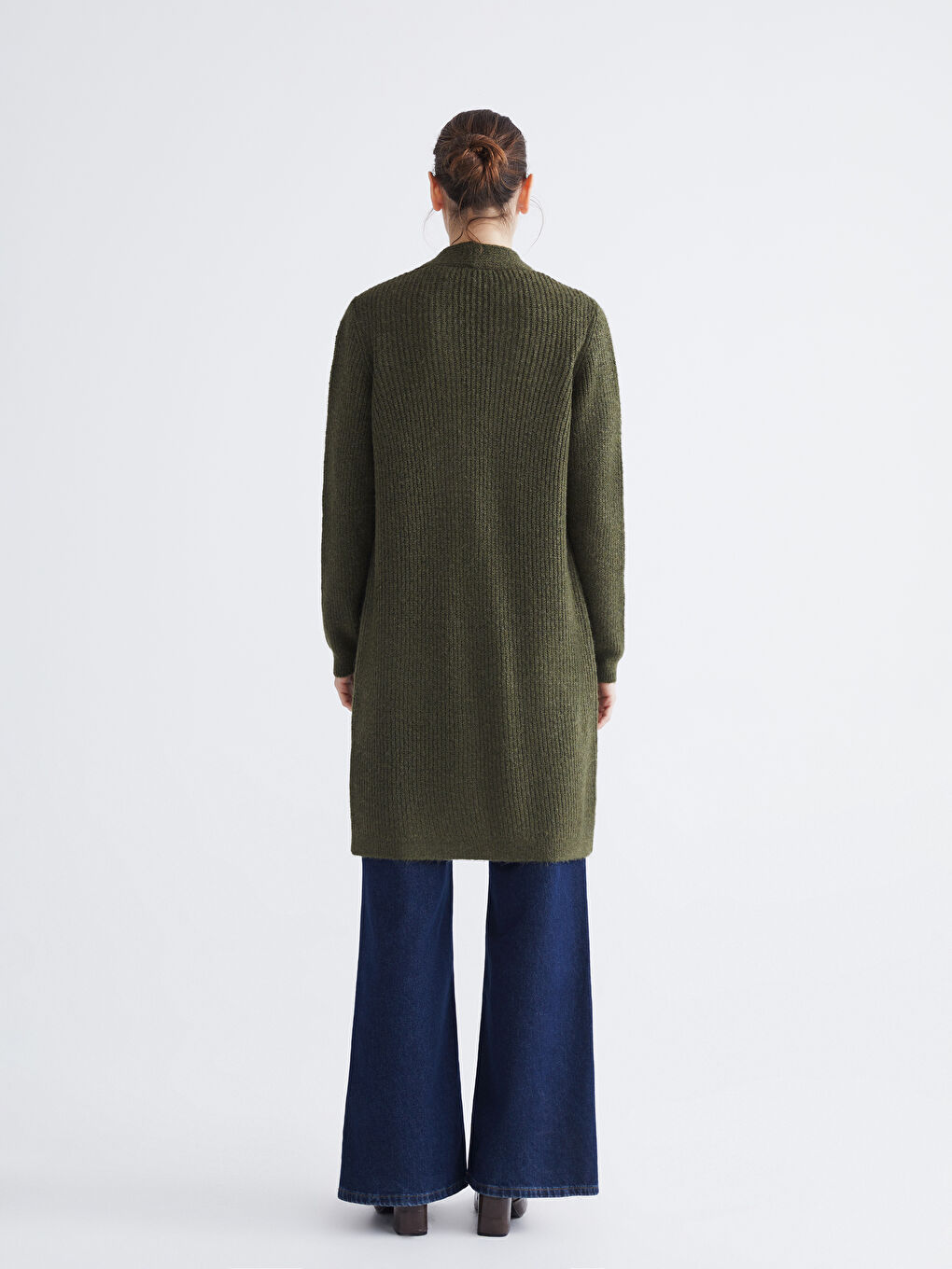 Yeşil Şal Yaka Kadın Triko Hırka-3