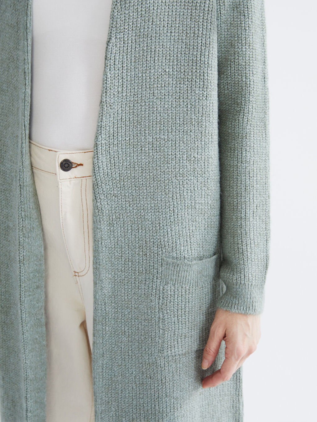 Yeşil Şal Yaka Kadın Triko Hırka-2