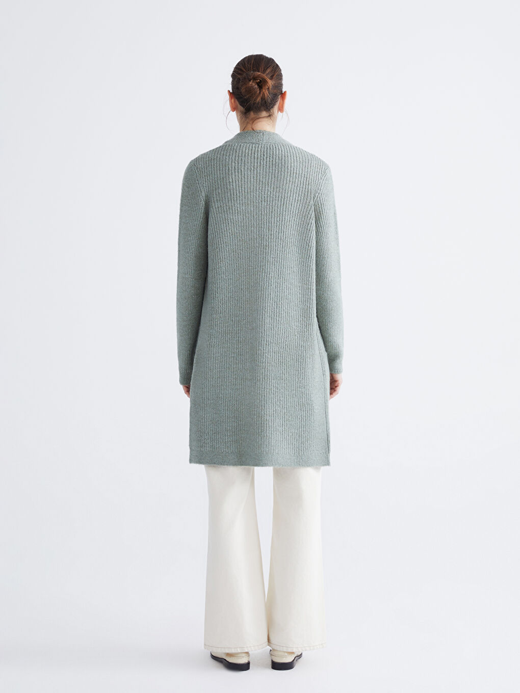 Yeşil Şal Yaka Kadın Triko Hırka-3