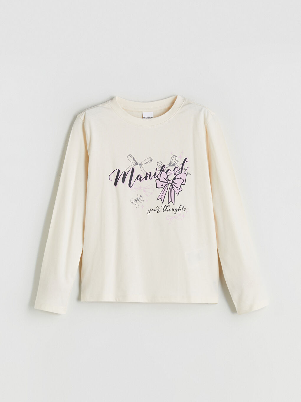 Crew Neck Long Sleeve Printed Girls' T-Shirt