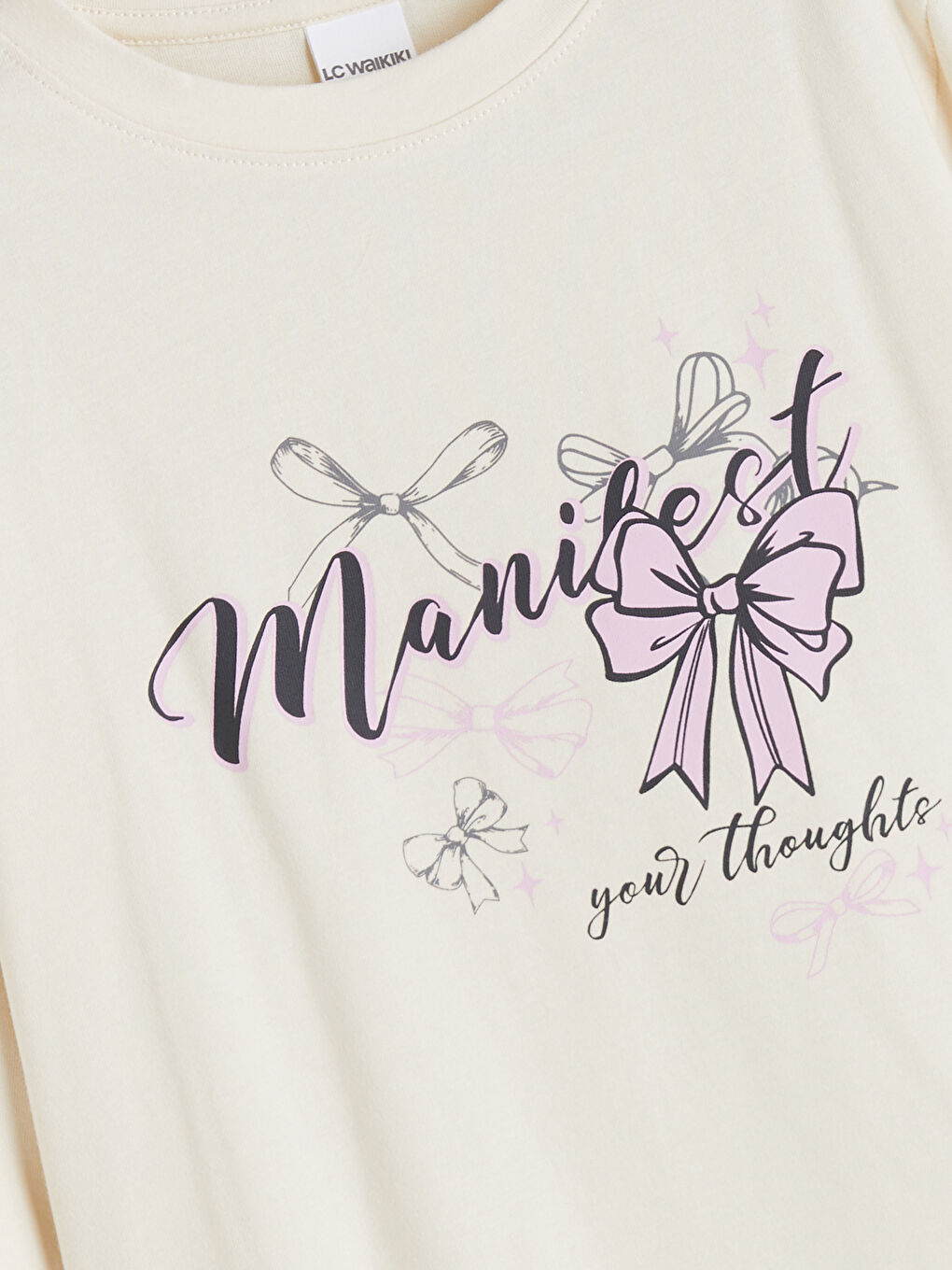 Crew Neck Long Sleeve Printed Girls' T-Shirt-1