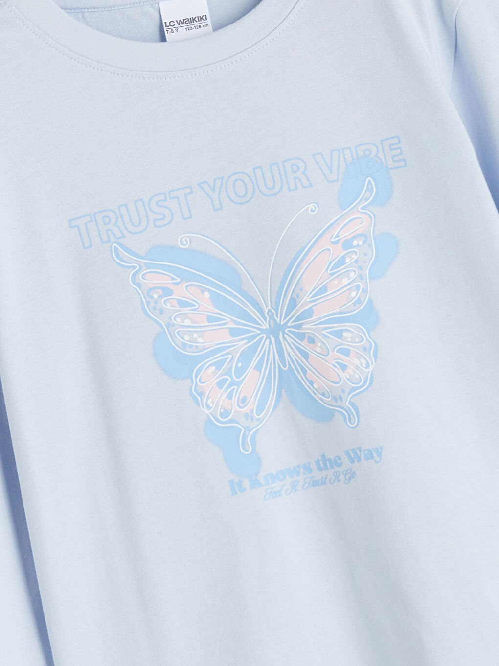 Crew Neck Long Sleeve Printed Girls' T-Shirt-4