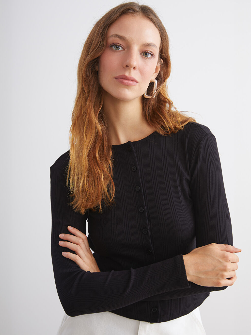 LCW Vision Crew Neck Women's Cardigan -W5JR18Z8-CVL