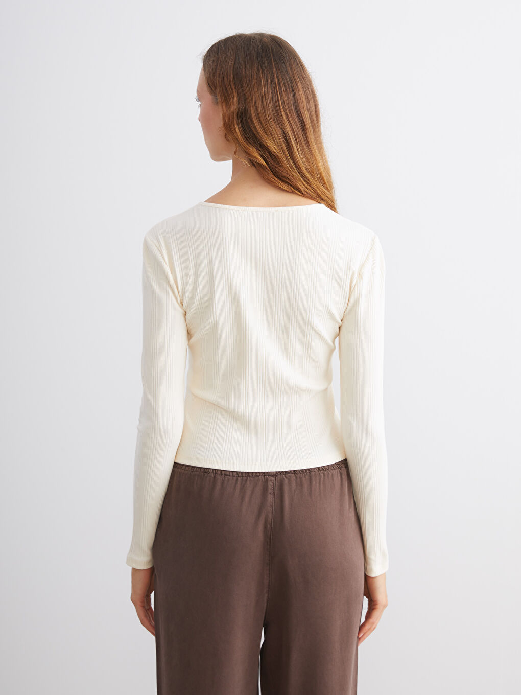 LCW Vision Crew Neck Women's Cardigan -W5JR18Z8-FDP