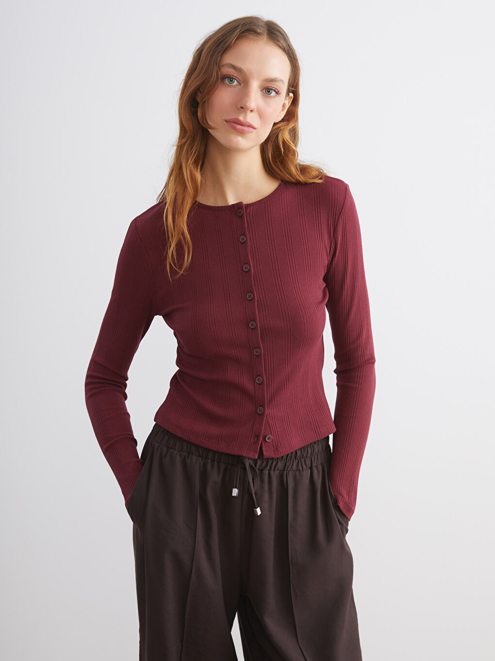 LCW Vision Crew Neck Women's Cardigan -W5JR18Z8-HQV
