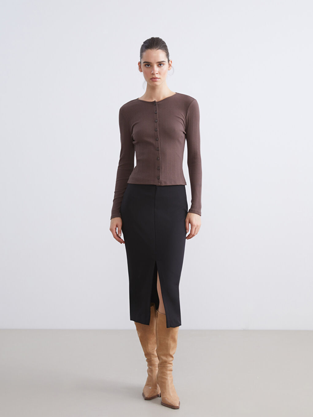 Crew Neck Women's Cardigan-1