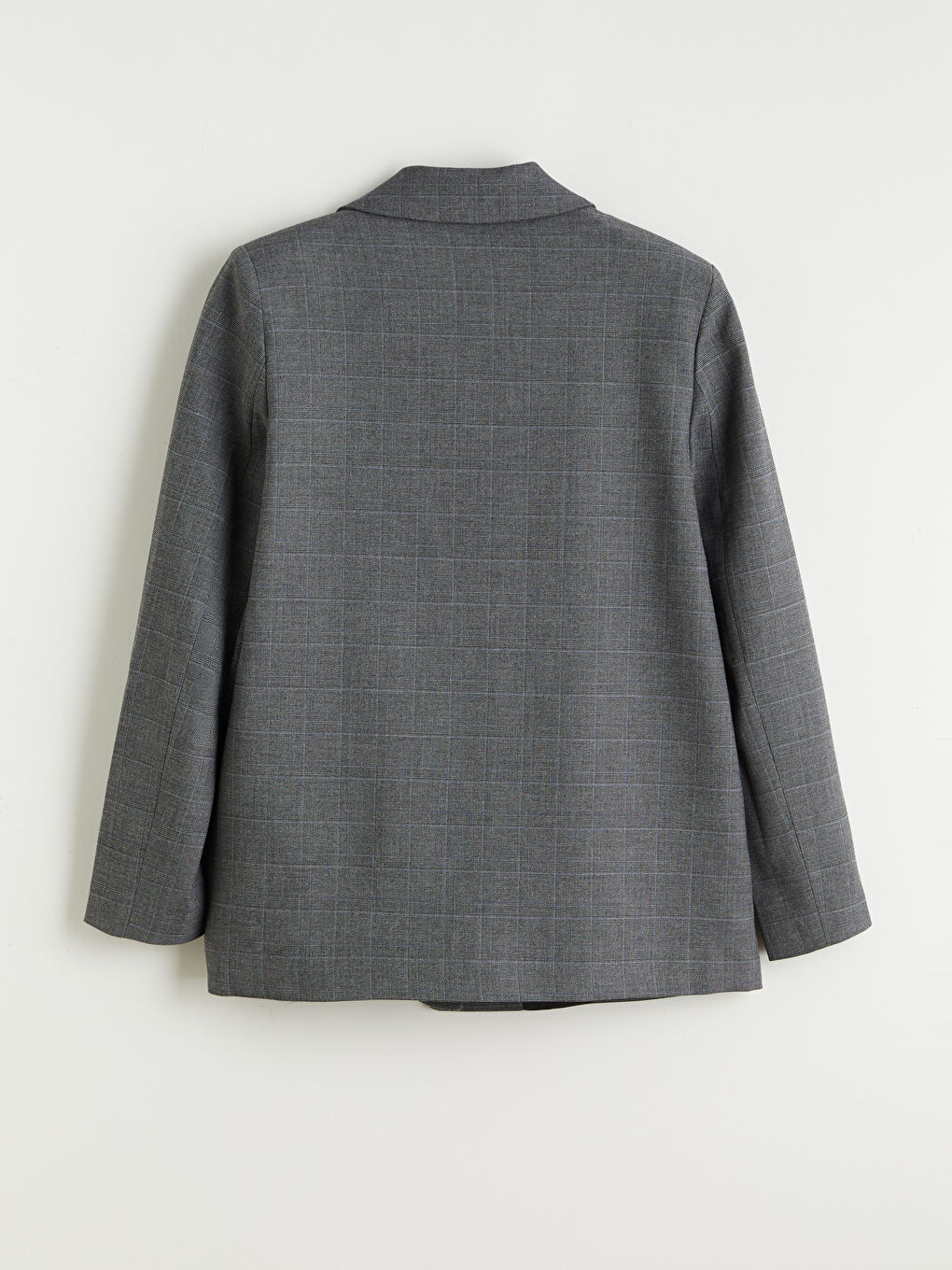 Gri Ekose Kadın Blazer Ceket-8