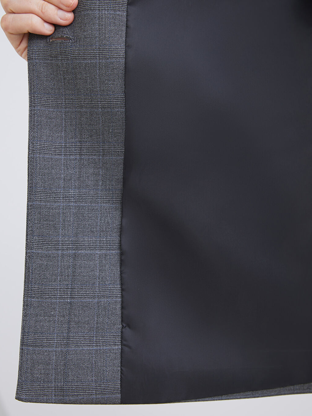 Gri Ekose Kadın Blazer Ceket-4