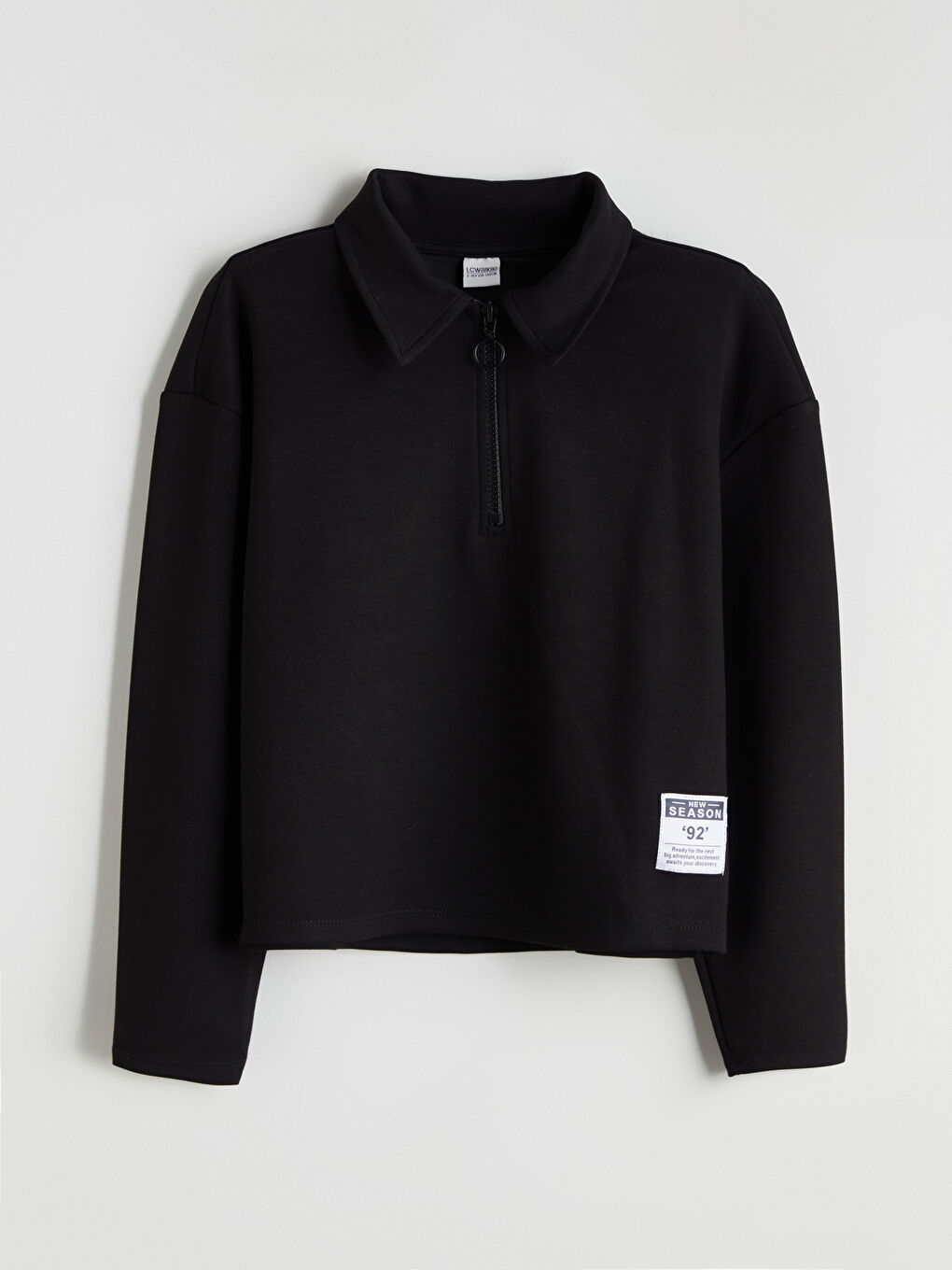 Siyah Kız Çocuk Polo Yaka Soft Touch Sweatshirt